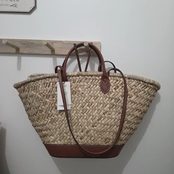 New Mango Large double handle Natural Fiber sholder bag - Picture 5 of 7